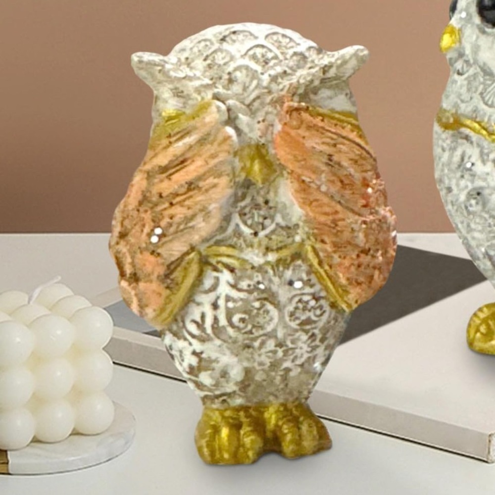 Decorative trio  Owl Figurines with Gold Accents - Picture 2 of 6